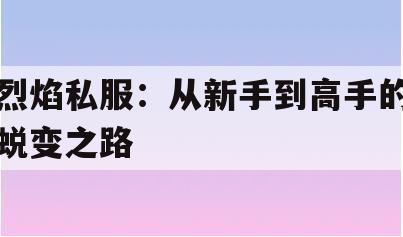 剑灵私服：从新手到高手的蜕变之路